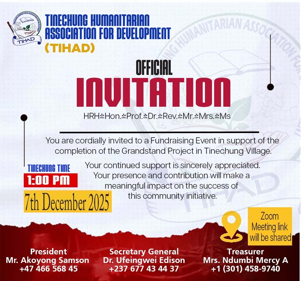 TINECHUNG humanitarian Association for Development, TIHAD, raise funds to complete a modern Grandstand in Tinechung village. JOIN US IN THIS WONDERFUL INITIATIVE.